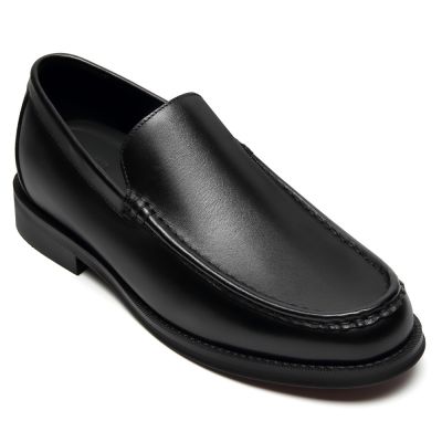 zapato de hombre con tacón interior - zapatos informales de negocios sin cordones de cuero negro 5 cm