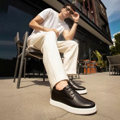CMR CHAMARIPA Zapatos con alzas para hombre - Zapatillas deportivas negras informales, aumenta la altura 7 cm