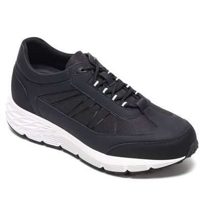 CMR CHAMARIPA Zapatillas deportivas para hombre que aumentan la estatura - De cuero y tela, color negro, 8 cm