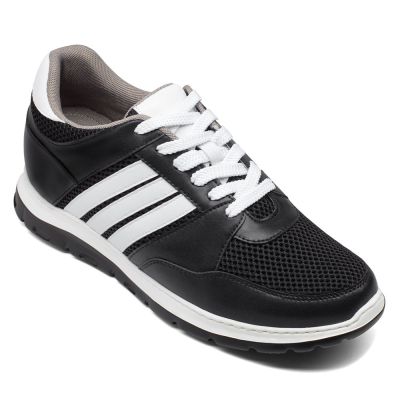 8cm Zapatillas con Alzas Hombre - Zapatillas Negras Malla