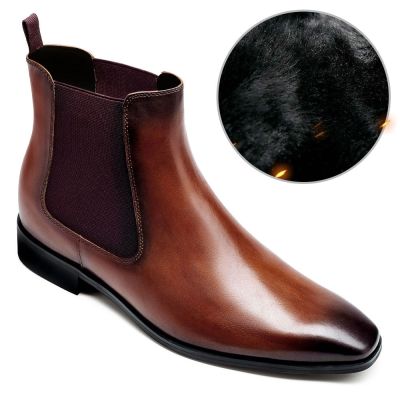 CHAMARIPA zapatos elevadores para hombres zapatos de vestir de aumento de altura botines marrones 7 cm