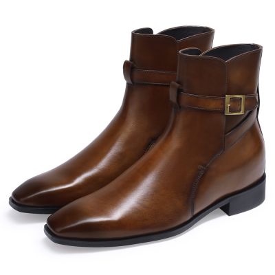 Botas con Elevación de Cuero Bovino de 7 cm