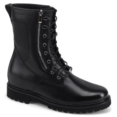 CHAMARIPA botas de moto para motociclistas cortos botas de moto de aumento de altura botas de moto de cuero negro para hombre 7 CM más alto