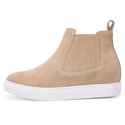 Zapatillas de cuña oculta Chamaripa - botas de zapatilla de cuña Beige - Zapatos personalizados - 7CM Más Alto