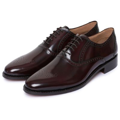 CHAMARIPA aumentar estatura zapatos - oxford con punta de medallón hechos a mano - borgoña - 7 CM más alto