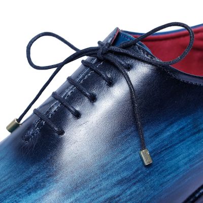 CHAMARIPA zapatos con alzas para hombres - oxford de corte completo artesanal - azul marino - 7 CM más alto