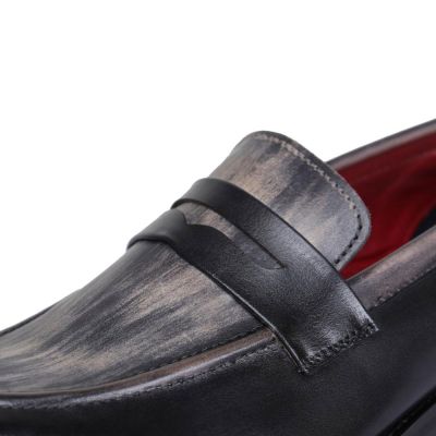 CHAMARIPA zapatos con alzas para hombres  - mocasines de centavo hechos a mano - negro - 7 CM más alto