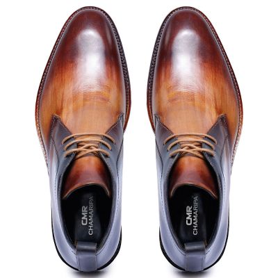 Botines con Elevación Tan de Cuero Verdadero | +7 cm