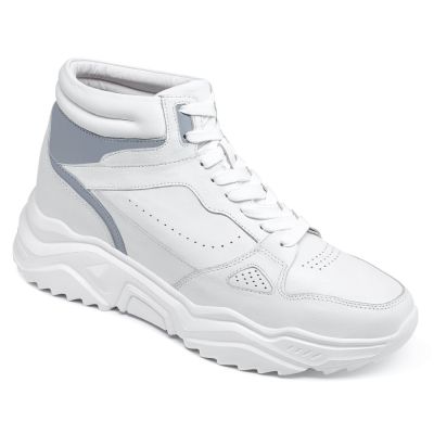 10cm Zapatillas con Alzas Hombre - Zapatillas Altas Cuero Blanco