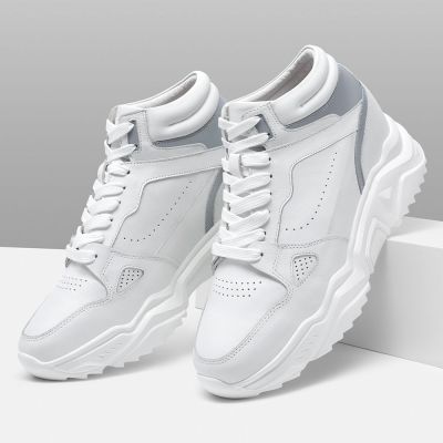 10cm Zapatillas con Alzas Hombre - Zapatillas Altas Cuero Blanco