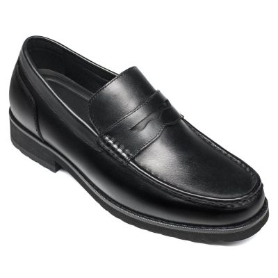 CMR CHAMARIPA Mocasines con alzas para hombre- Mocasines negros para hombre, 6 cm de aumento de altura