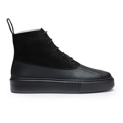 CHAMARIPA botas de zapatilla de cuña para mujer - zapatillas de deporte de cuña alta - botas gruesas de gamuza negra 7 CM más alta