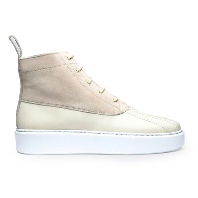 CHAMARIPA botas de zapatilla de cuña para mujer - zapatillas de deporte de cuña alta - bota gruesa de gamuza beige 7 CM más alto