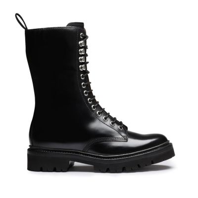 CHAMARIPA Botas con cuña con cremallera para mujer - bota con cuña negra - bota derby con altura de cuero para mujer 7 CM más alta