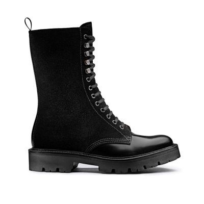 CHAMARIPA botas de cuña de mujer - botas de cuña de plataforma negra - botas derby gruesas de cuero 7 CM más alto