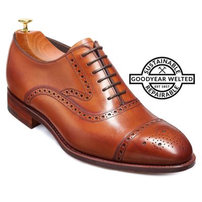 Goodyear ribeteado zapatillas con alzas - zapatos de hombre con alzas - Oxford marrón 7 CM