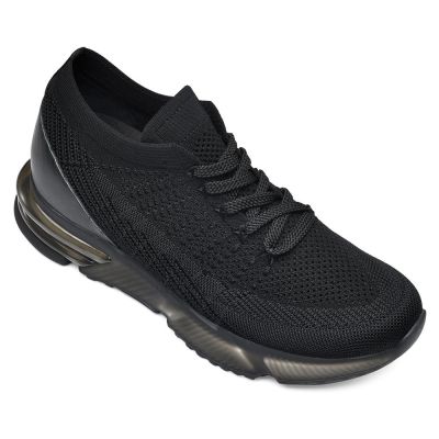 Deportivas con alzas hombre – zapatillas negras de punto ligeras 7cm