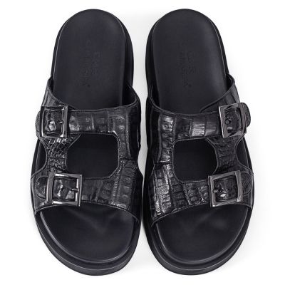 Sandalias Elevadoras de Cuero de Cocodrilo + 5 cm