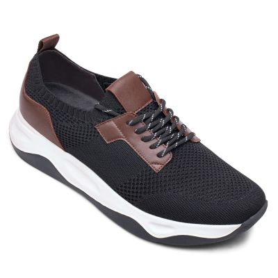 Deportivas con alzas hombre – Zapatillas de punto negras con elevación de 8 cm