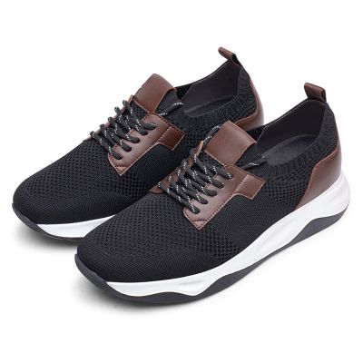 Deportivas con alzas hombre – Zapatillas de punto negras con elevación de 8 cm