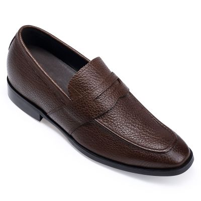 Penny Loafers de Cuero Auténtico Hasta 7 cm