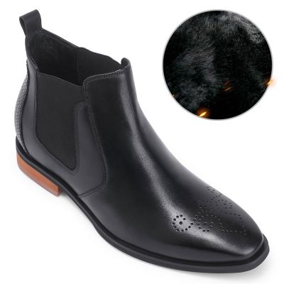  zapatos con alzas el corte ingles - Zapatos de invierno cálidos de terciopelo - negro - 7CM más alto