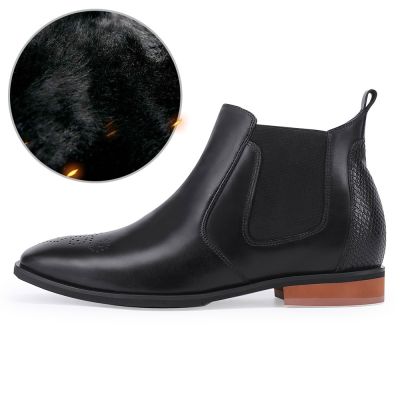  zapatos con alzas el corte ingles - Zapatos de invierno cálidos de terciopelo - negro - 7CM más alto