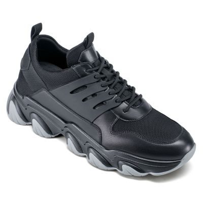  CMR CHAMARIPA Zapatillas deportivas con aumento de altura - Negras, transpirables, 7 cm de aumento de altura