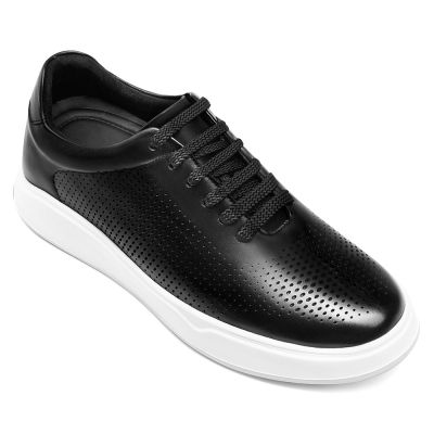 Zapatillas Transpirables de Cuero Vacuno + 7 cm