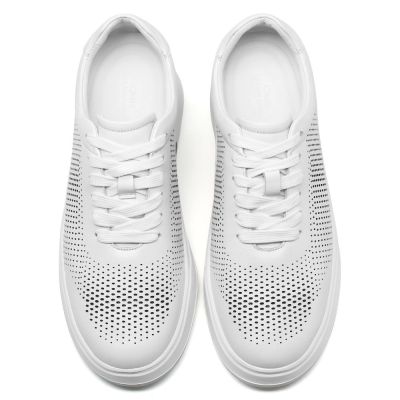 zapatos con alzas hombre - zapatos con alza - zapatillas blancas transpirables para hombre 7CM