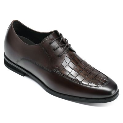 Zapatos de Piel con Alzas de 7 cm en Color Marrón