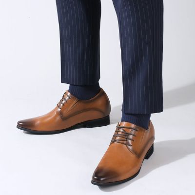 Zapatos Con Alzas de elevación formal altura aumento zapatos de vestir marrón derby zapatos 8 cm Más Alto