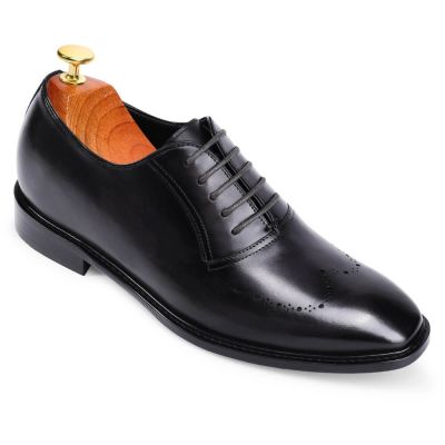 Oxfords Wingtip Negros con Elevación de 7 cm