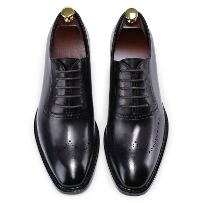 Oxfords Wingtip Negros con Elevación de 7 cm
