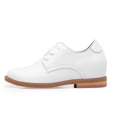 Chamaripa oculta zapatos de tacón alto de cuero blanco aumento de altura zapatos de vestir para mujer 7 CM / 2.76 pulgadas