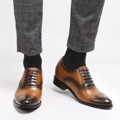 Zapatos Hombre de Boda Marrones - Zapatos hacen que los hombres sean más altos - 7 CM Más Alto
