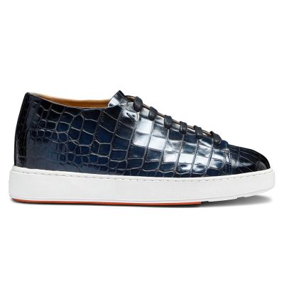 CMR CHAMARIPA alza zapato - zapatillas de cuero de cocodrilo azul para hombre, aumento de altura de 7 cm