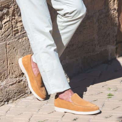 Zapatos Con Tacones Para Hombres - Calzado Con Alzas - Mocasines De Ante Marrón Claro 5 CM