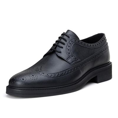 Zapatos brogue veganos con alzas para hombre: zapatos de vestir negros con alzas de 7 cm/2,76 pulgadas