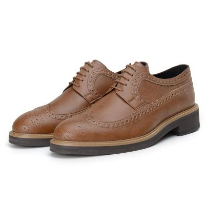 Zapatos de vestir veganos con plataforma y aumento de altura para hombre, color marrón, 7 cm (2,76 pulgadas)