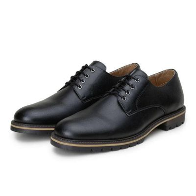 Zapato Derby vegano para hombre - Zapatos de vestir veganos negros con aumento de altura de 6 cm / 2,36 pulgadas