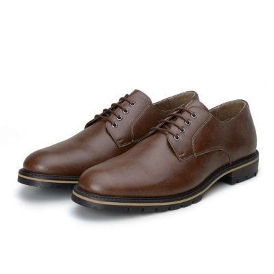Zapatos Derby Veganos Para Hombre - Zapatos Formales Veganos Marrones Con Elevación 6 CM / 2,36 Pulgadas