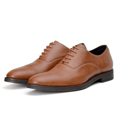 Zapatos Derby veganos con alzas - Zapatos de vestir veganos marrones con alzas de 6 cm/2,36 pulgadas