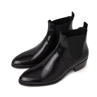 Botas Chelsea veganas - Botas altas veganas negras para hombre de 7 cm/2,76 pulgadas