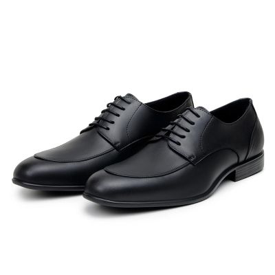 Zapatos de vestir veganos de tacón alto para hombre - Zapatos Oxford veganos negros para hombre 6 cm/2,36 pulgadas