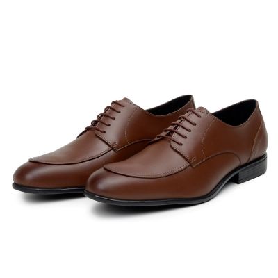 Zapatos de vestir veganos de tacón alto para hombre - Zapatos Oxford veganos marrones para hombre 6 cm / 2,36 pulgadas
