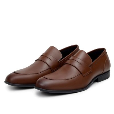 Mocasines con alzas de piel vegana para hombre - Mocasines clásicos marrones con aumento de altura de 6 cm/2,36 pulgadas