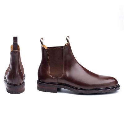 zapatos mas altos - botas hombre tacon alto - Botines Chelsea Cordovan Shell Marrón 7 CM