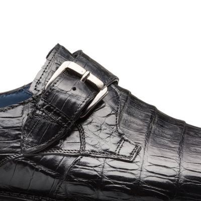 zapatos con alza - Mocassin Crocodile Noir pour Grandir 6 CM