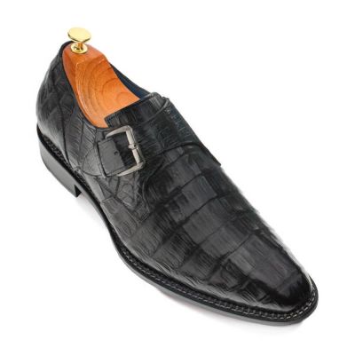zapatos con alza - Mocassin Crocodile Noir pour Grandir 6 CM